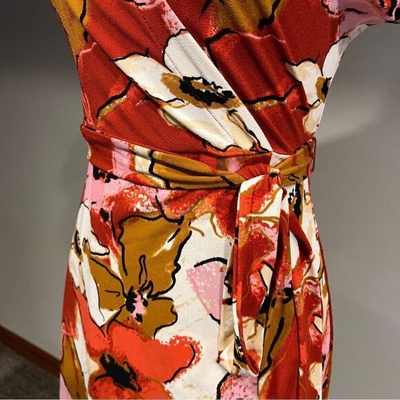 Nine West Floral fake Wrap short sleeve Dress size extra small - Picture 5 of 12